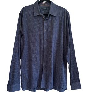 Ted Baker London Mens Blue Print‎ Button Down Long Sleeve Shirt Size 6 (US XL)